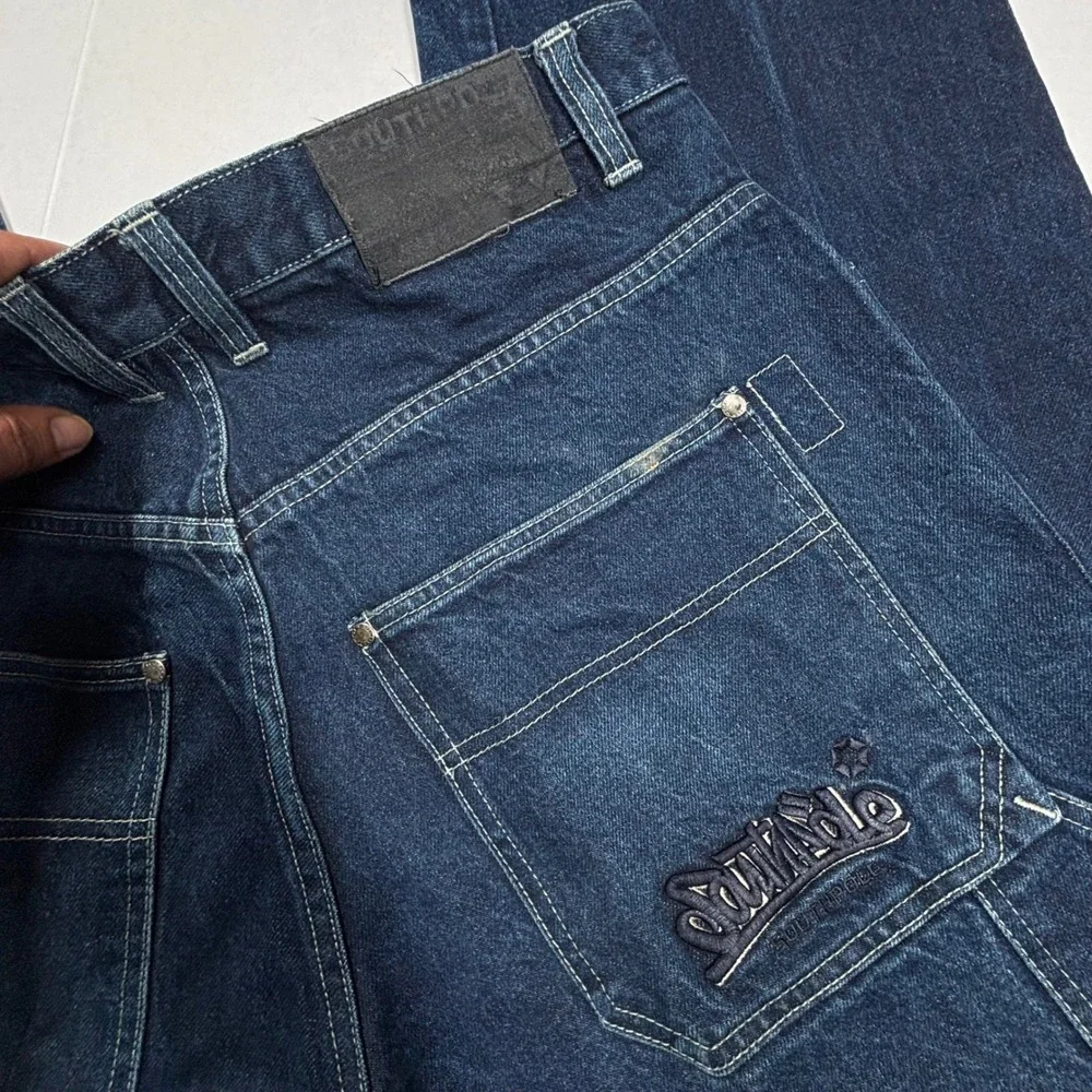 VTG Southpole 34 32X32 Baggy Carpenter Jeans Indigo Blue Wide Y2K Embroidery EUC - Picture 9 of 10